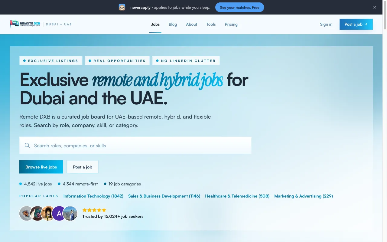 RemoteDXB — live product interface